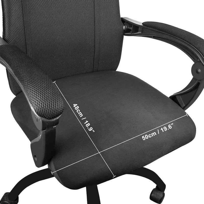 Thyores 2 Pcs Office Computer Chair Seat Covers, Removable Washable Anti-dust Desk Chair Seat Slipcovers Protectors - Black - Image 2